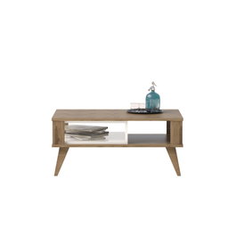 Hanah Home Mesa de Centro Roble y Blanco 90x60x40 cm Tablero de Partículas Recubierto de Melamina